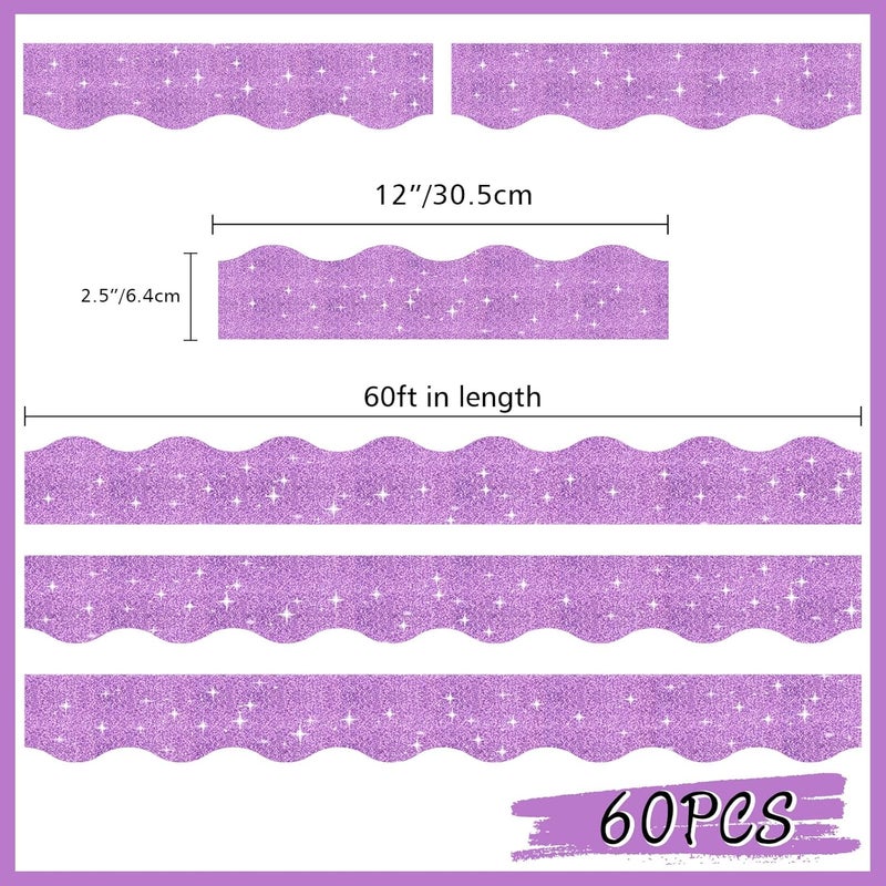 Aurtho 60FT Shine Scalloped Bulletin Board Border- Purple Bulletin Board Border, Shiny Purple Trim Decorative Roll for Classroom, School, Office, Home - Image 3
